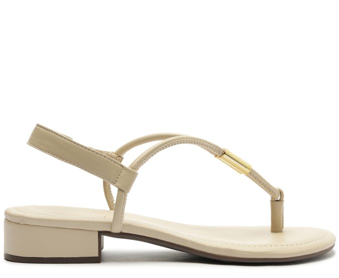 Sandália Slim Metal Comfy Salto Bege
