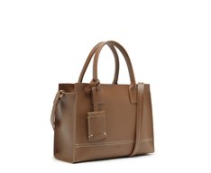 Bolsa Tote Média Pespontos Marrom