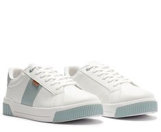Tênis Sola Estruturada Listra Lateral Branco E Azul