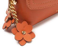 Bolsa Tiracolo Pequena Chaveiro Flor Laranja Damasco