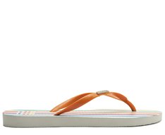 Chinelo de Dedo Listras Sundown Branco e Multicolor