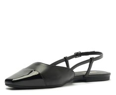 Sapatilha Slingback Ponta Preta Verniz Anzelli Preta
