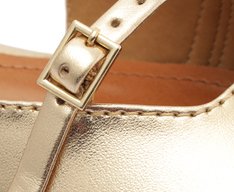 Sapatilha Slingback Salto Bloco Tiras Dourada