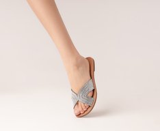 Rasteira Glam Strass Prata