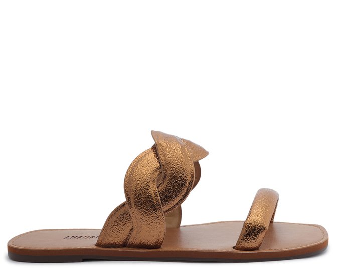 Rasteira Tira Dupla Entrelace Bronze