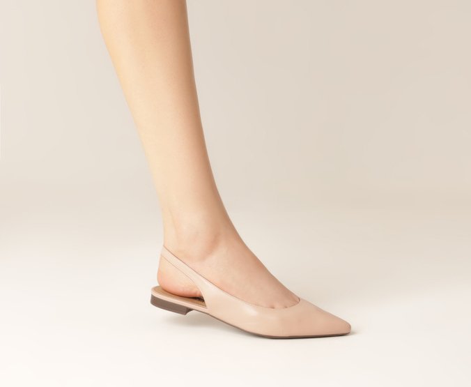 Sapatilha Slingback Bico Fino Rosa Blush