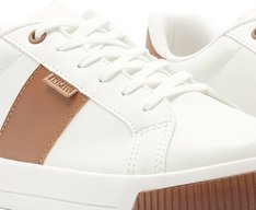Tênis Sola Estruturada Listra Lateral Branco E Marrom