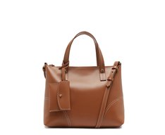 Bolsa Tote Média Costura Ornamental Marrom