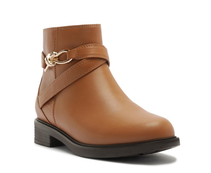 Bota Cano Curto Metal Orgânico Marrom Caramelo