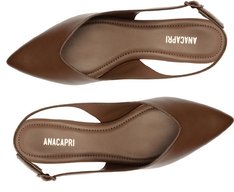 Sapatilha Slingback Salto Bloco Corte triangular Marrom