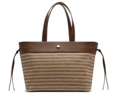 Bolsa Shopping Grande Natural Palha Marrom