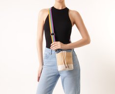 Bolsa Bucket Pequena Palha Sundown Bege