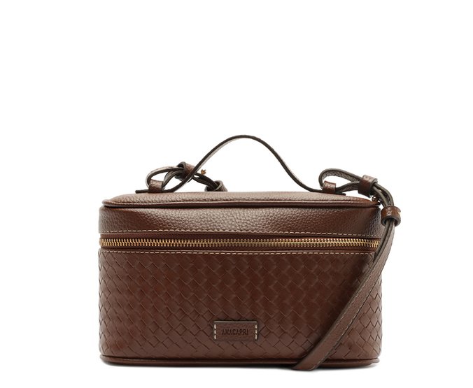 Bolsa Tiracolo Pequena Maleta Tressê Marrom