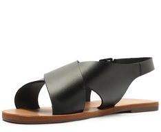 Rasteira Preta Couro Capri