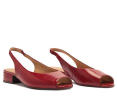Sapatilha Slingback Peep Toe Vermelha