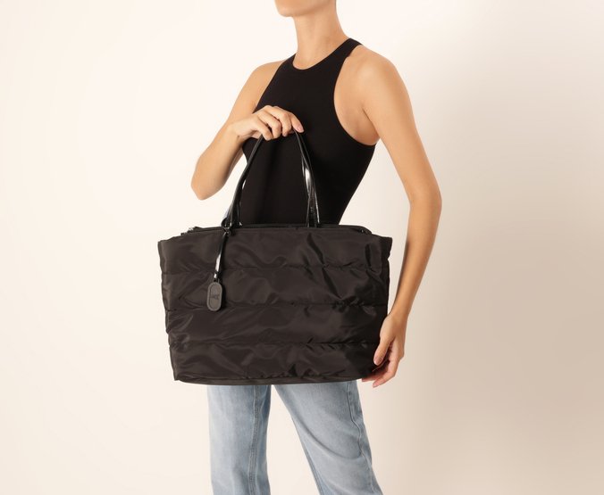 Bolsa Shopping Grande Nylon Fluffy Preta