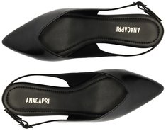 Sapatilha Slingback Salto Bloco Corte Triangular Preta Brilhosa