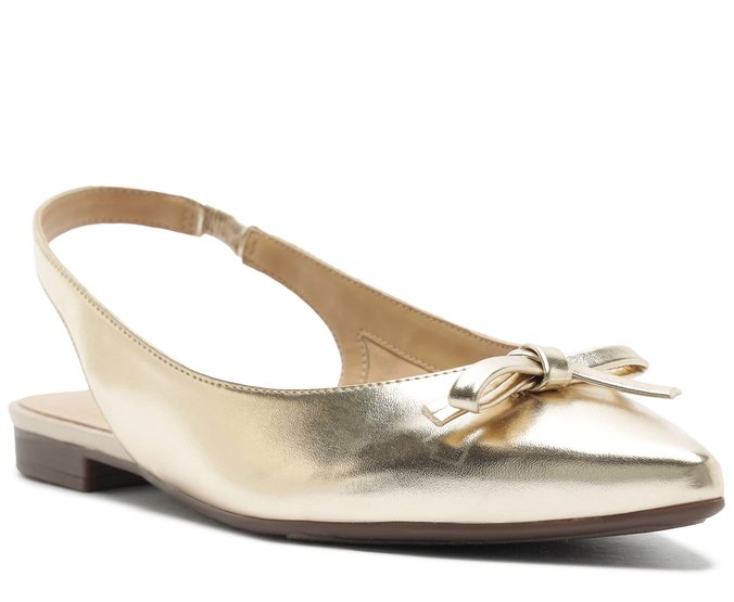 Sapatilha Slingback Laço Minimalista Dourada