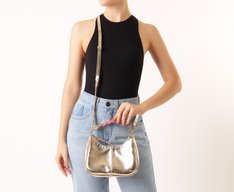 Bolsa Tiracolo Média Ondulada Platino Dourada
