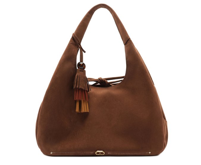 Bolsa Hobo Grande Tassel Esfera Marrom