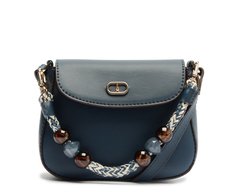 Bolsa Tiracolo Média Detalhe Corda E Esferas Azul