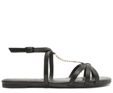 Sandália Preta Corrente Centralizada