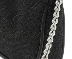 Bolsa Crossbody Baguete Média Preta Glitter