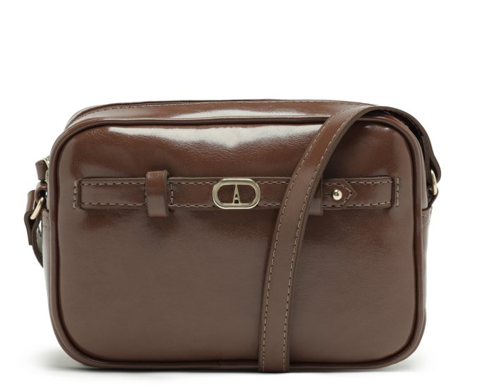Bolsa Tiracolo Média Madri Verniz Marrom