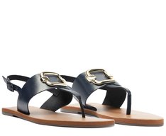 Rasteira Slim Fivela Couro Azul