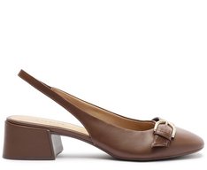 Sapatilha Slingback Fivela Elise Marrom