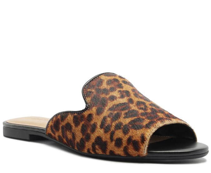 Rasteira Tecido Animal Print Marrom