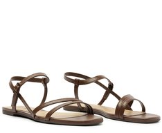 Rasteira Tiras Ivory Marrom