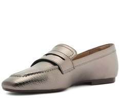 Mocassim Madri Bico Quadrado Prateado