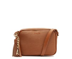 Bolsa Tiracolo Pequena Chaveiro Barbicacho Marrom