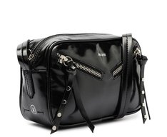 Bolsa Tiracolo Média Fecho Duplo Zíper Preta
