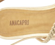 Sapatilha Slingback Salto Bloco Tranças Dourada