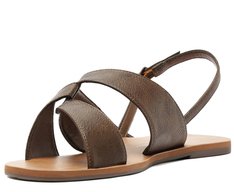 Rasteira Entrelaçada Pespontos Marrom Boho