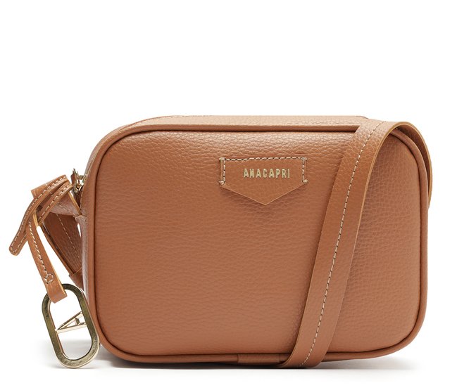 Bolsa Tiracolo Média Cápsula Metal Marrom