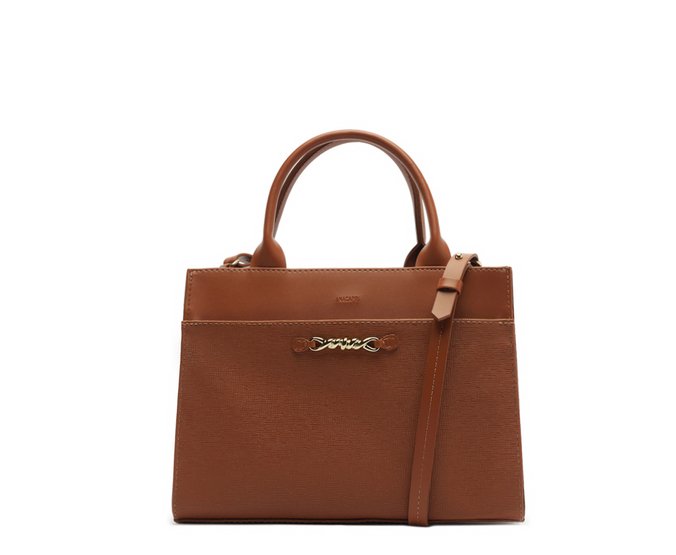 Bolsa Tote Média Detalhe Corrente Marrom