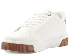 Tênis Sola Estruturada Listra Lateral Branco E Marrom