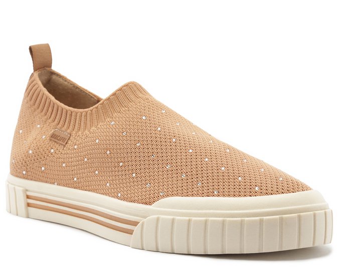Tênis Slip On Aplicação Brilhos Bege