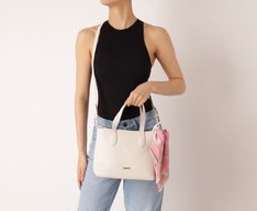 Bolsa Tote Média Lenço Estampado Branca