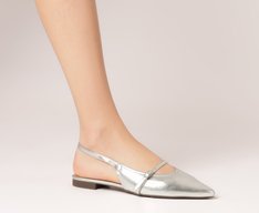 Sapatilha Slingback Bico Fino Prata