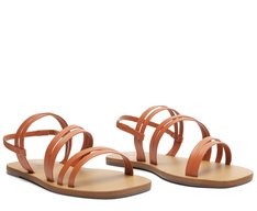 Rasteira Flat Multitiras Laranja