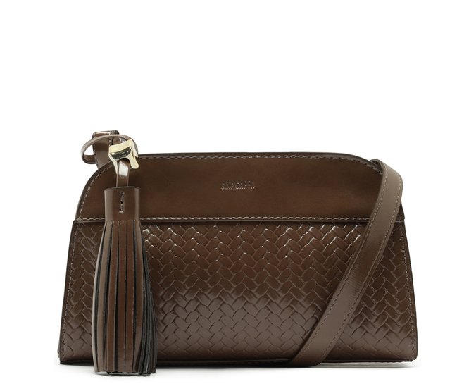 Bolsa Tiracolo Média Tramado Marrom