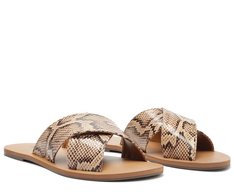 Rasteira Tiras Cruzadas Snake Animal Print