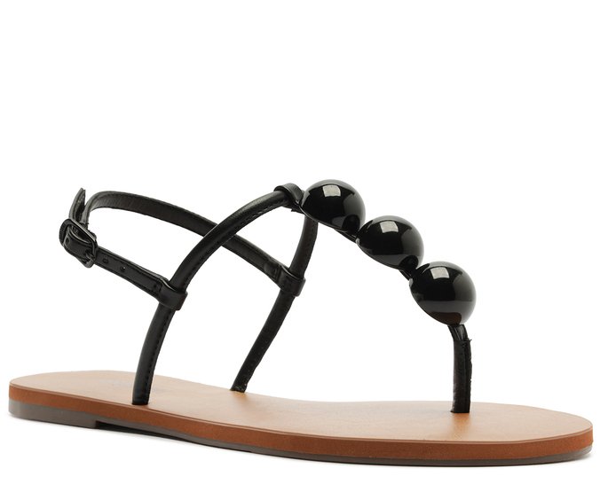 Sandália Rasteira Slim Adorno Preta