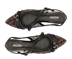 Sapatilha Slingback Transparente Fivela Animal Print