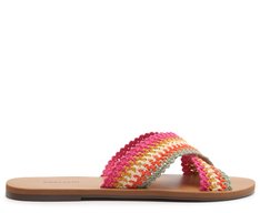 Rasteira Tiras Cruzadas Gorgurão Multicolor