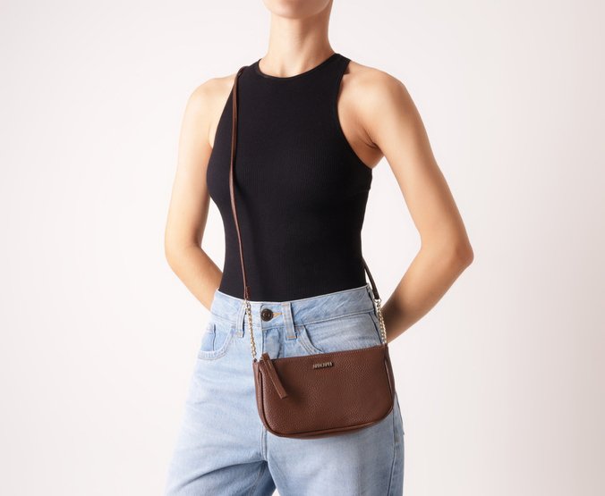 Bolsa Tiracolo Média Snake Marrom